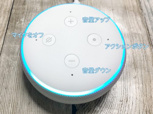 Echo Dot上面のボタン