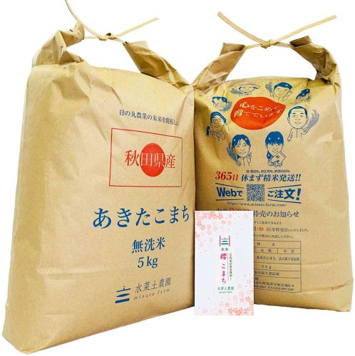 水菜土農園【無洗米】新米 令和3年産 秋田県産 あきたこまち 10kg (5kg×2袋)