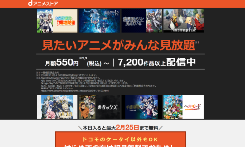 dアニメストア 申込画面