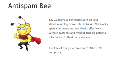 完全無料、GDPR対応のWordPressプラグイン『Antispam Bee』