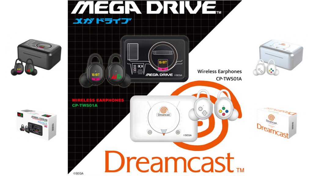 SEGA『メガドライブ』、『ドリームキャスト』コラボデザインワイヤレスイヤホンと関連商品が12月22日より限定発売 起動音やシステム音を搭載