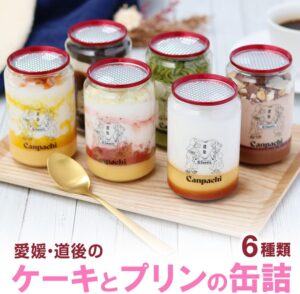 愛媛・道後 ケーキとプリンの冷凍缶詰６点セット (6種類) Canpachi