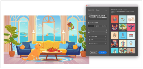 Adobe Illustratora 生成ベクター （Beta）機能
構成、ディテールのリアルさ、雰囲気やライティングが改善。
より高品質の画像を生成することが可能に