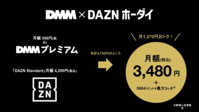 DMM TV（月550円）とDAZN（月4,200円）がセットで月3,480円？！ 超お得な『DMM×DAZNホーダイ』解説 記事サムネイル