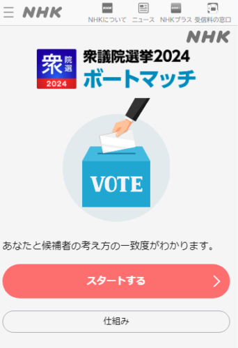 NHK 衆議院選挙2024 ボートマッチ