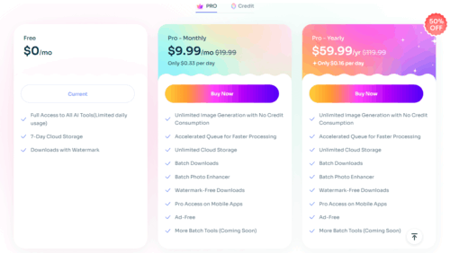 AIEASE 価格ページスクリーンショット