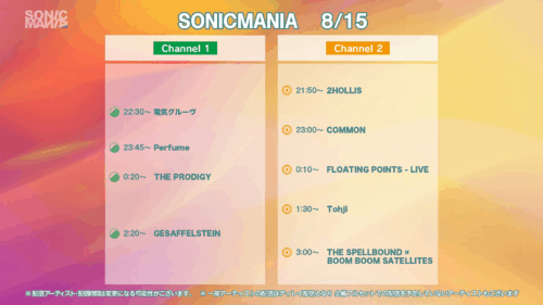 SONICMANIAタイムテーブル
