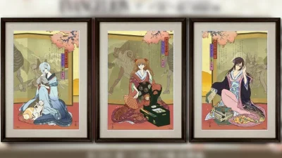 『エヴァンゲリオン』ヒロインが浮世絵に。美人画の巨匠・歌麿の名作をモチーフに『箱根八里美人三画揃』発売中 記事サムネイル