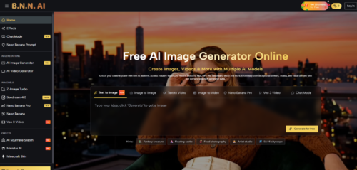 『BananaImg AI』サイトトップページ