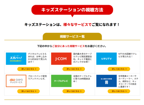 キッズステーション 視聴方法解説ページ スクリーンショット