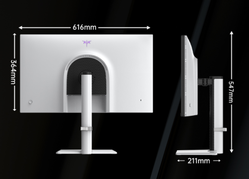 M27T6S サイズ実寸はパネルが616×364mm、スタンド込みで最高547mm、奥行きが211mm 