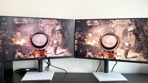 M27T6（左）とM27T6S（右）映像比較画面写真1