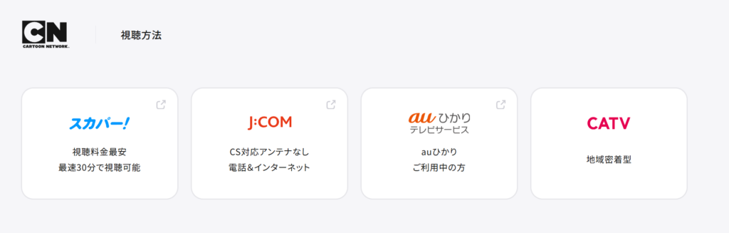 カトゥーンネットワーク、視聴方法解説画像