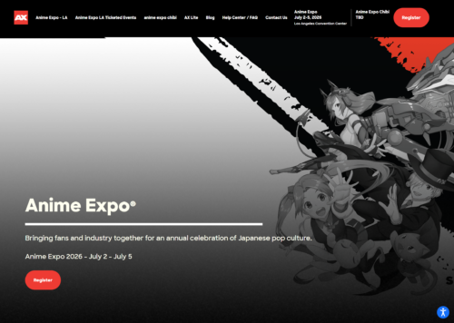Anime Expo 2026 WEBサイトスクリーンショット