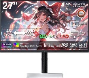 KTC M27P6 製品画像 どこかで見た事のある紅白巫女さんが描かれている