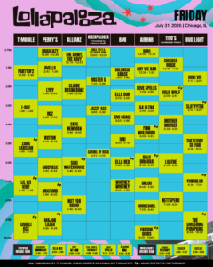 Lollapalooza公式 会場タイムテーブル最新版 Day2