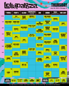 Lollapalooza公式 会場タイムテーブル最新版 Day1