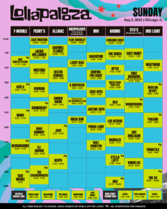 Lollapalooza公式 会場タイムテーブル最新版 Day4