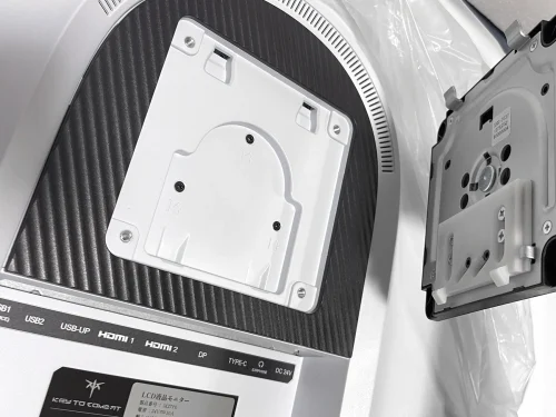 M27P6  パネル背面のスタンド取り付け部とVESAマウント部
